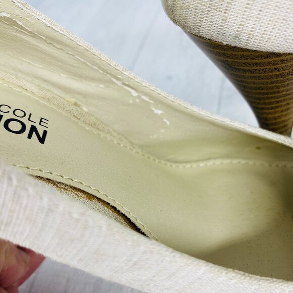 Kenneth Cole Reaction HIDDEN FILE Beige Platform Stacked High Heel Shoes Sz 7 M - Picture 12 of 14